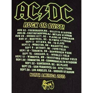 AC/DC Rock or Bust Tour 2015‎ North America Concert Band T-Shirt